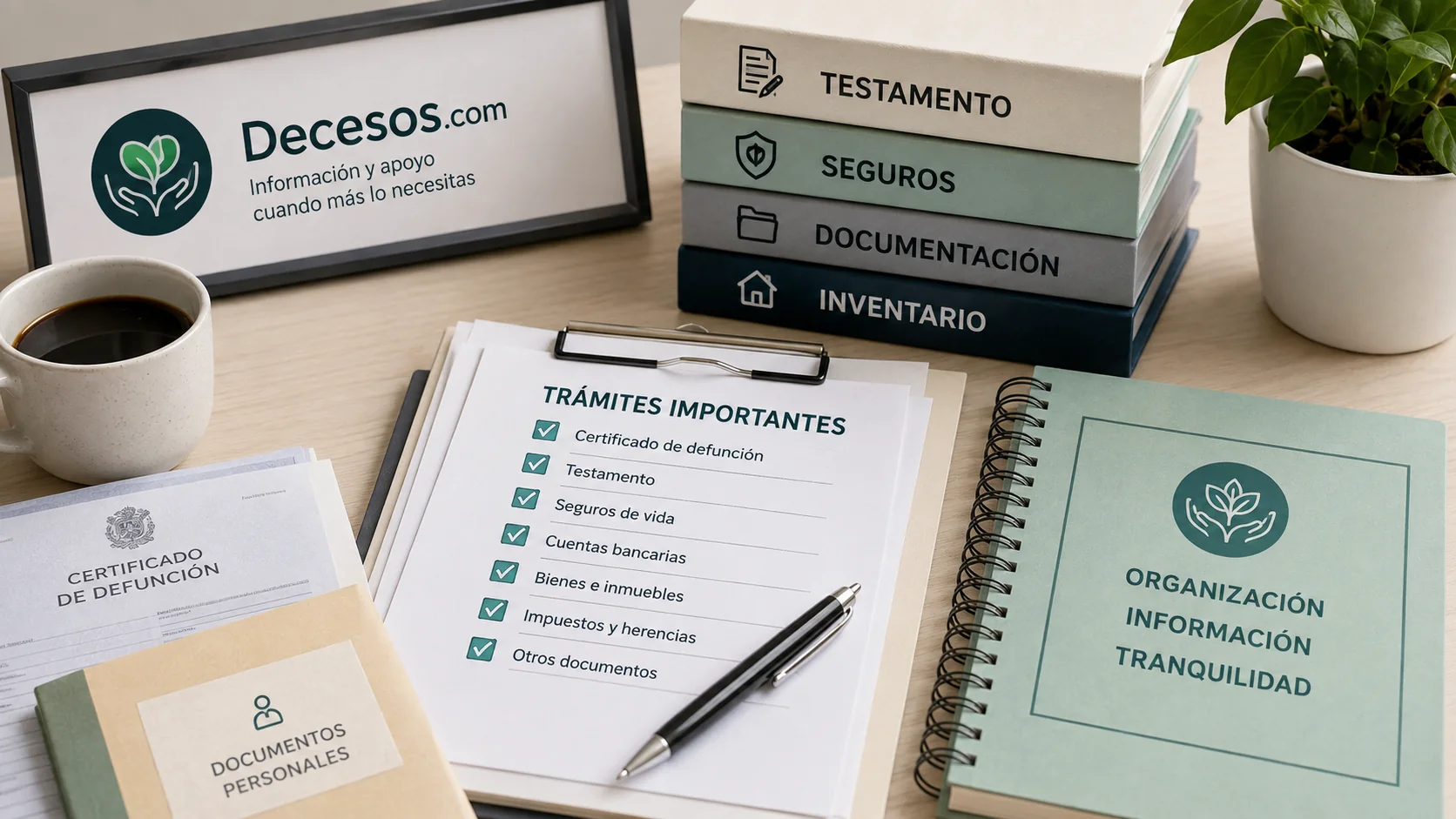 Documentación organizada para realizar trámites tras un fallecimiento